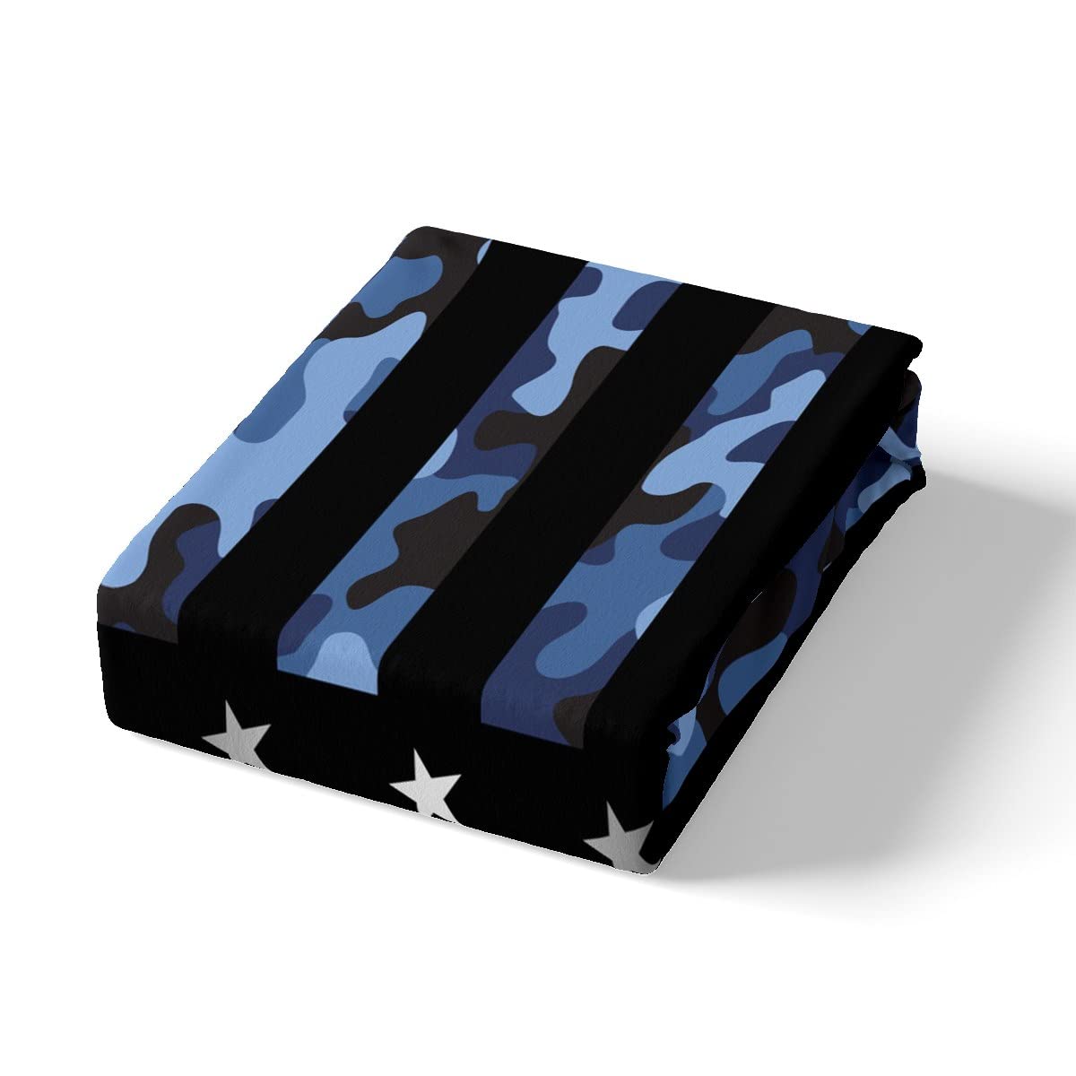 Blue Camo American Flag Full Size Duvet Cover Set,Camouflage Stars Stripes USA Flag Duvet Cover for Girls Teens Decorative Bedroom,Navy Blue Black Polyester Quilt Cover with 2 Pillowcases