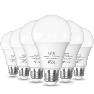 LUTW LED Light Bulbs 60 Watts Equivalent, 900 Lumen Standard LED Bulb, 9W E26 Base Cool White 6000K Non-Dimmable, Perfect for Bedroom and Living Room Lighting, 6 Pack