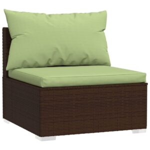 vidaXL Brown Patio Furniture - Green Cushion - 4 Seats