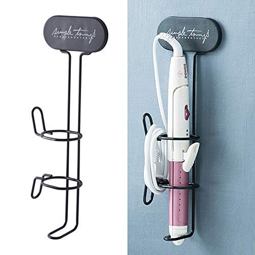 Curling Iron Holder Hair Blow Dryer Holder Wall Mount, Space Saving Hair Curling Flat Iron Tools Organizer Bracket, Aluminum Straighteners Storage Stand Rack for Bathroom (Curling Iron Holder)