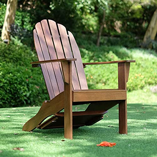 Cambridge Casual Solid Wood 2 Pieces Magnolia Adirondack Chair with Tray Table, Natural Brown