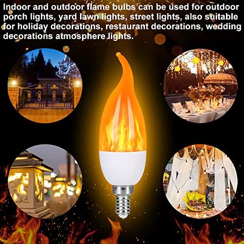 MyoGrip E12 LED Flame Light Bulbs, 3 Modes Flickering Light Bulbs, Candelabra Candle Fire Light Bulb for Home Party Patio Indoor Outdoor Halloween Decorations (8 Pack)