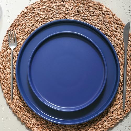 Stone Lain Celina Modern Stoneware 24-Piece Dinnerware Set, Dinner and Salad Plates, Soup Bowls, Dish set for 8, Blue