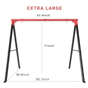 IKARE Upgraded Heavy Duty Metal Swing Frame with Ground Nails, Swing Stand for 440lbs Load Capacity, Fits for Most Swings, Great for Indoor and Outdoor Activities (Red & Black)