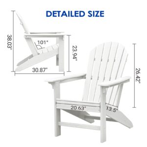 OTSUN Adirondack Chair, Large Lawn Chairs with 350 Lbs Weight Capacity, HDPE Outdoor Chairs Weather Resistant for Patio, Porch, Garden, Swimming Pool, Deck, White