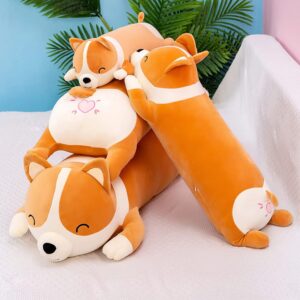 MIAOHAHA Plush Long Corgi Toy Cute Soft Stuffed Animal Corgi Doll Kids Plush Toy Pillow Gift for Kids and Girls(Yellow, 100cm/39.3in)