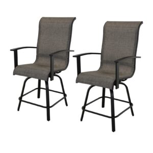 grand patio outdoor counter height patio stools set of 2, swivel bar chairs for balcony, poolside, backyard, garden (coffee, 2pc)