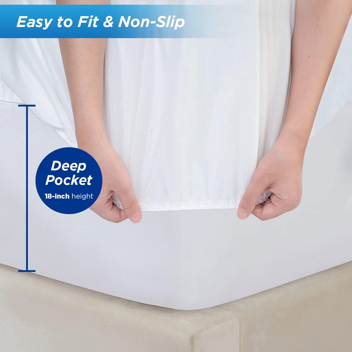 Waterproof Mattress Pad Protector 100% Organic Cotton Hypoallergenic Breathable Mattress Pad Cover, Deep Pocket