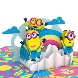 lovepop groovy minions pop up birthday card 5 x 7” – birthday card for son or daughter – 3d pop-up greeting card, funny birthday card for kids