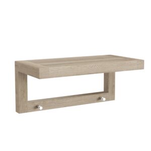 AquaTeak 18" Moa-Mist Teak Wall Shelf with Hooks