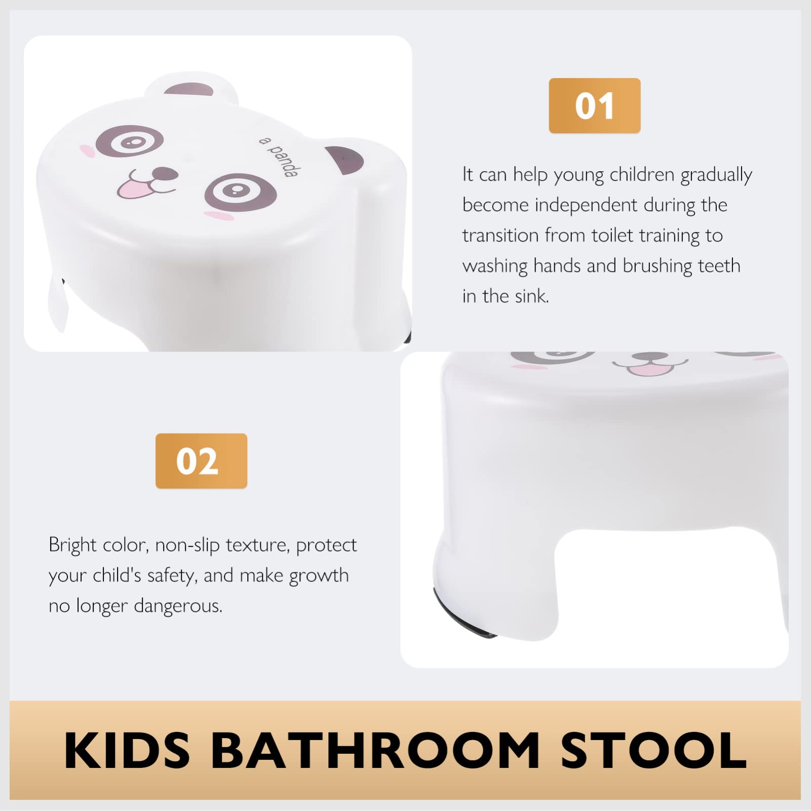 Toddmomy Anti- Skid Step Stool Kids Bathroom Stool Plastic Foot Stool Cartoon Step Stool for Living Room, Bathroom Non Slip Chairs （ White）