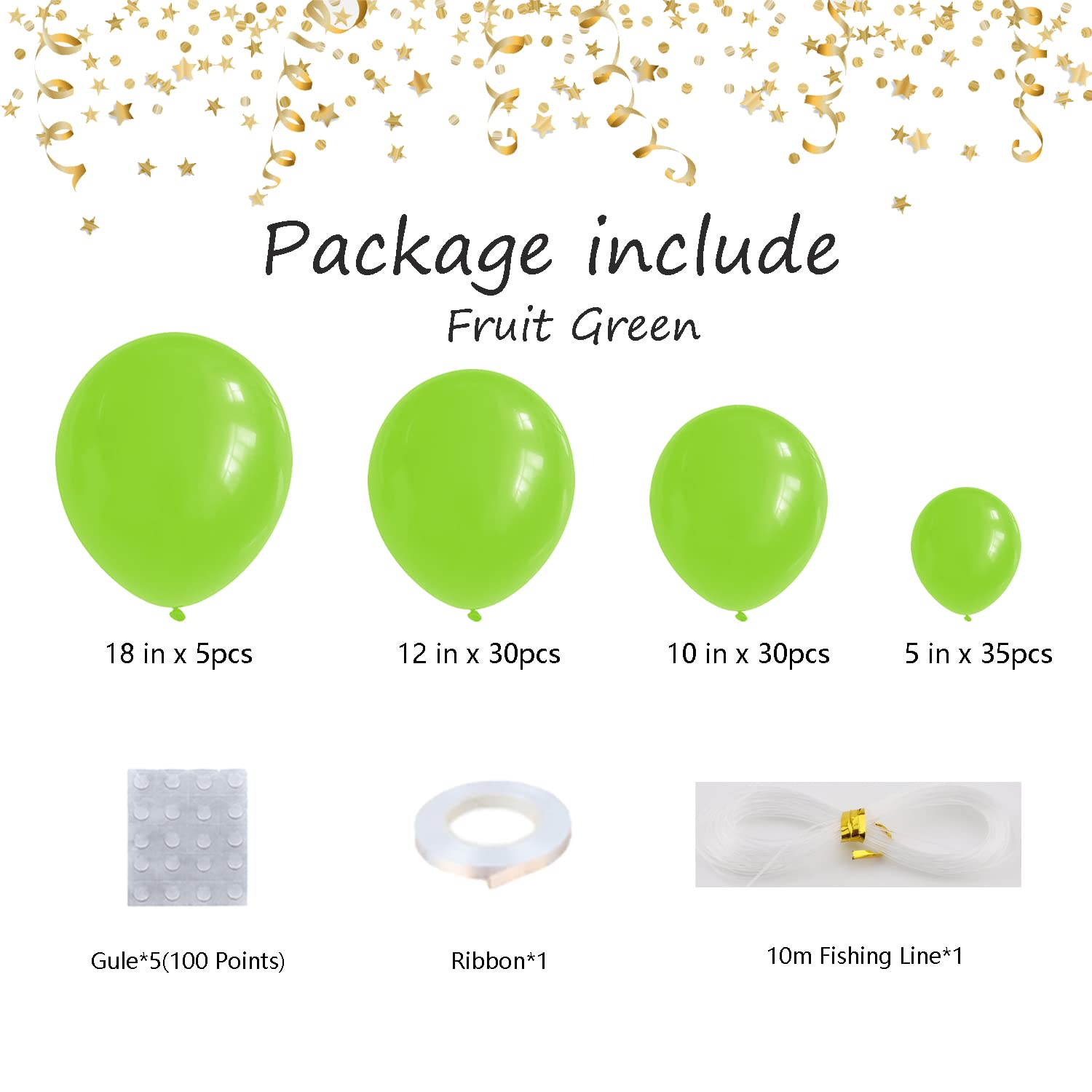 Lime Green Balloons 100pcs Green Balloon Garland Arch Kit 5/10/12/18 Inch Different Sizes Lime Green Matte Latex Balloon for Birthday Dinosaur Baby Shower Decorations Halloween Balloon Fruit Green