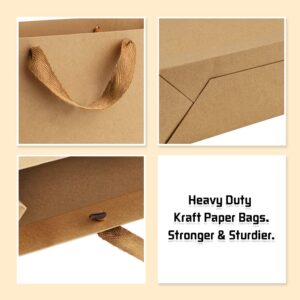 BagDream 8.6x4x7 25Pack Brown Kraft Paper Bags with Handles, Heavy Duty PaperParty Favor gift bags Retail Merchandise Bags Soft Cloth Handle Sturdy Paper Bags