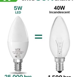 LUTW E12 Candelabra LED Light Bulbs 40 Watts Equivalent, 450 Lumen Type B LED Chandelier Light Bulbs, Warm White 2700K Non-Dimmable B11 Ceiling Fan Bulb, 6 Pack