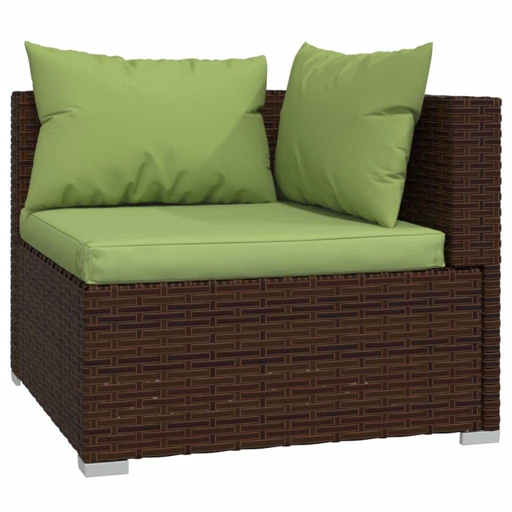 vidaXL Brown Patio Furniture - Green Cushion - 4 Seats