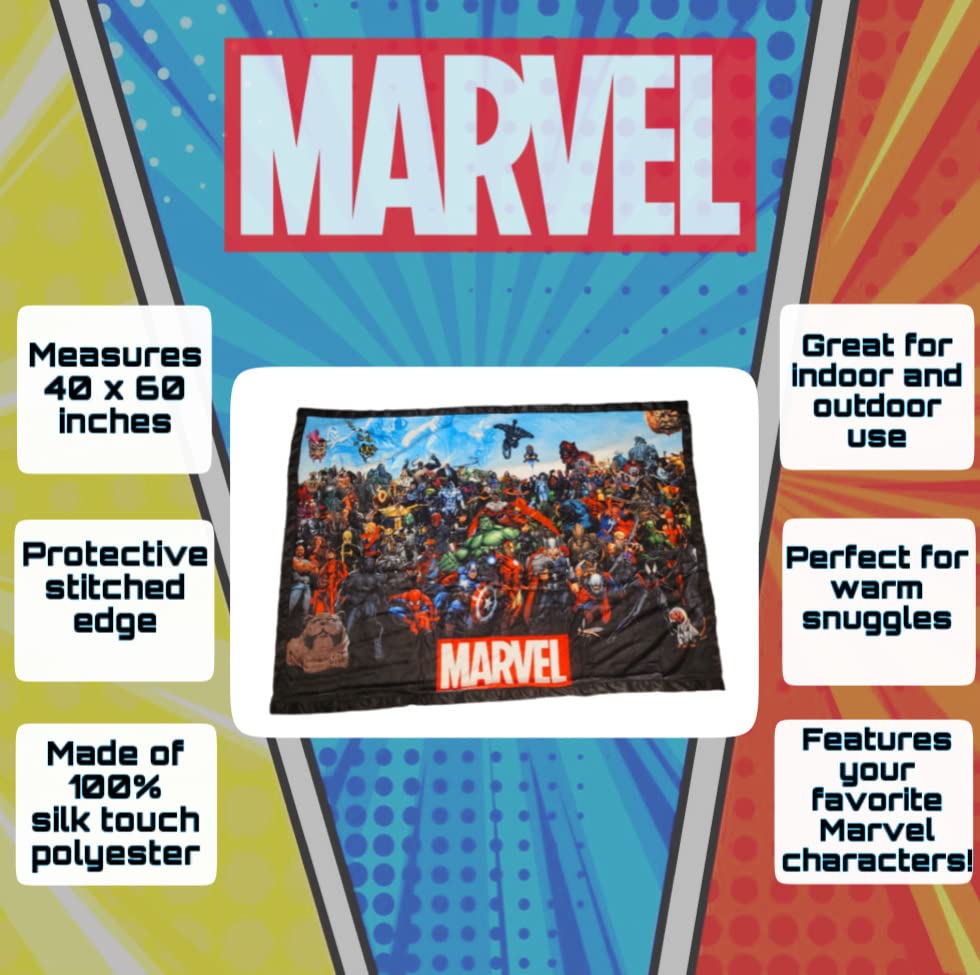 Bazillion Dreams Marvel Comics Universe Characters Fleece Softest Comfy Throw Blanket for Adults & Kids| Measures 60 x 45 Inches