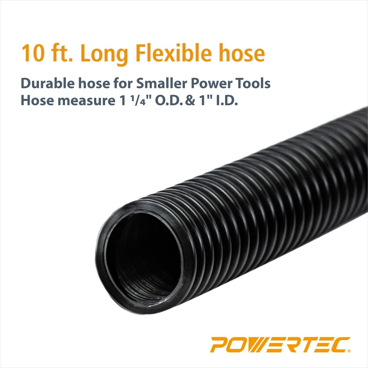 POWERTEC 70347 10 Ft. Dust Collection Hose Kit with 5 Fittings for Woodworking Power Tools Home and Wet/Dry Shop Vacuums