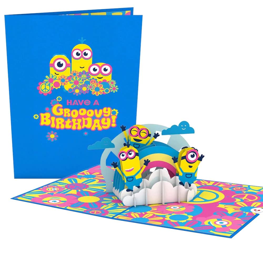 Lovepop Groovy Minions Pop Up Birthday Card 5 x 7” – Birthday Card for Son or Daughter – 3D Pop-Up Greeting Card, Funny Birthday Card for Kids