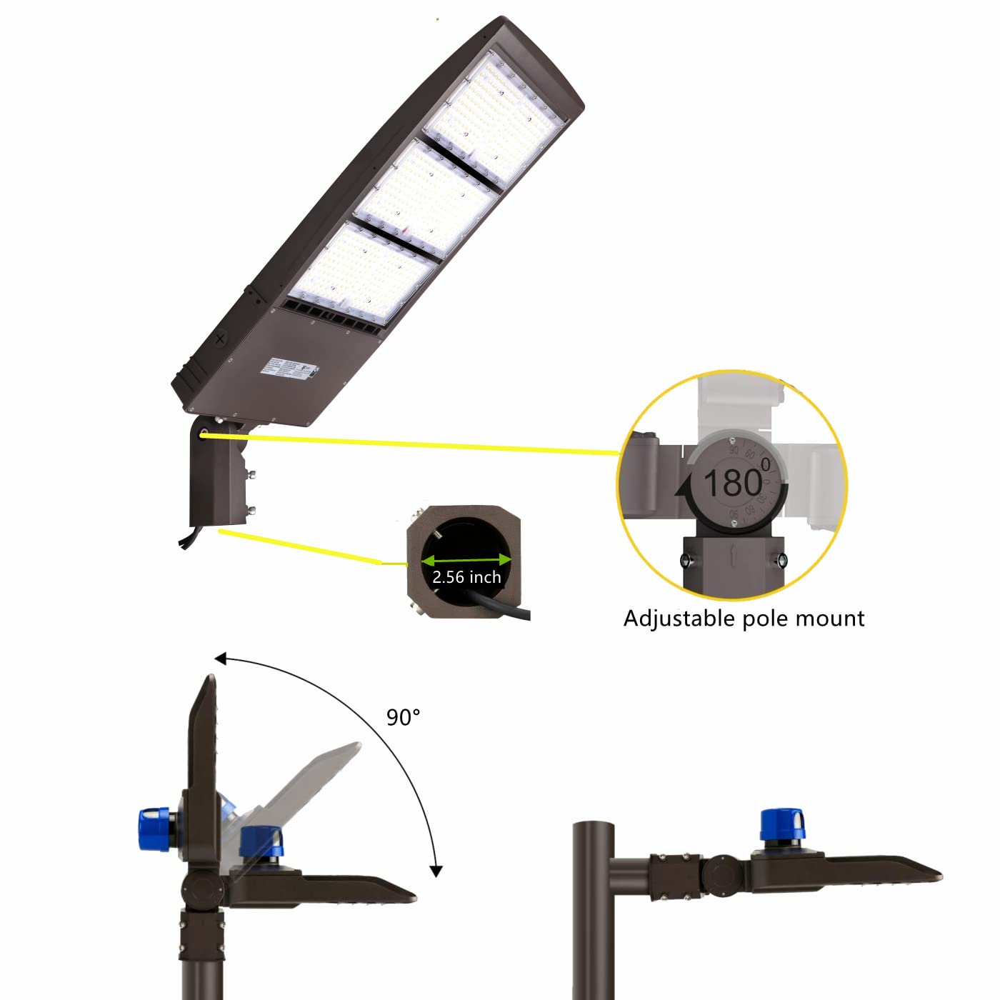 450W Dimmable LED Parking Lot Light with Slip Fitter, 5000K Daylight 63000LM 140lm/w, [Dusk to Dawn Photocell&Shorting Cap Included] Outdoor LED Shoebox Lights, UL/DLC Commercial Lighting Fixture