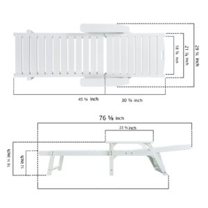 Psilvam Chaise Lounges Set of 2, Lounge Chairs with Adjustable Backrest, Supports Up to 350 lbs, All Weather Recliner Poly Lumber Lounges Bed for Poolside, Porch, Patio（White (2)