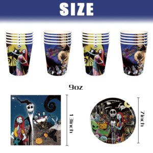 Nightmare Christmas Party Supplies Jack Sally Party Favors Nightmare Christmas Tableware Includes Cups Plates Napkins for Halloween Decor