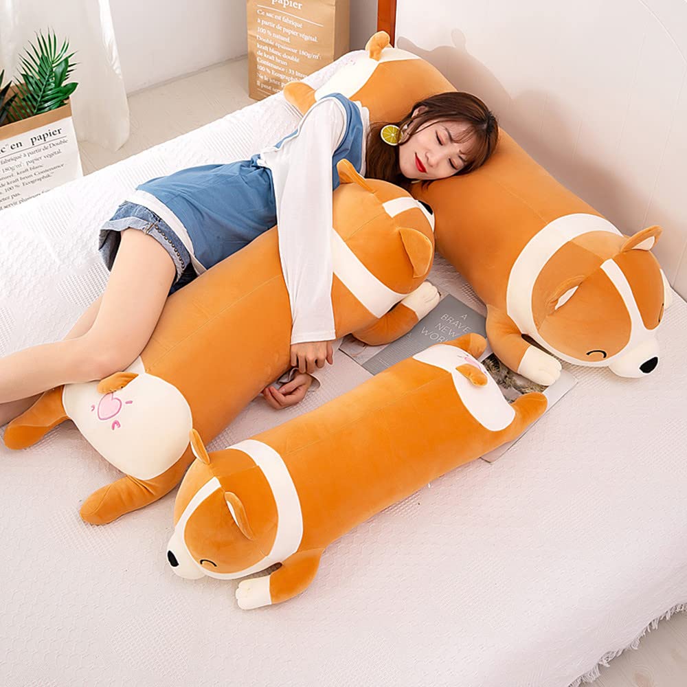 MIAOHAHA Plush Long Corgi Toy Cute Soft Stuffed Animal Corgi Doll Kids Plush Toy Pillow Gift for Kids and Girls(Yellow, 100cm/39.3in)