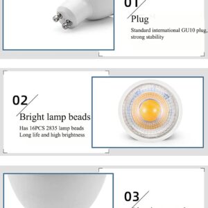 Edearkar 15W GU10 LED Light Bulbs, Equivalent 150W, 1500 Lumens, 6000K Daylight White, LED Bulbs for Recessed Track Lighting, AC100-265V, 38° Beam Angle, Non-Dimmable, GU10 Base, Pack of 6