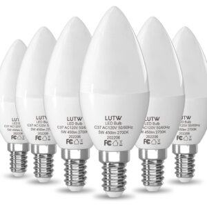 LUTW E12 Candelabra LED Light Bulbs 40 Watts Equivalent, 450 Lumen Type B LED Chandelier Light Bulbs, Warm White 2700K Non-Dimmable B11 Ceiling Fan Bulb, 6 Pack