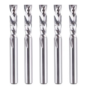 spetool 5pcs compression router bits 1/4 inch shank 1/4" cutting diameter ,carbide up down cnc router bits set wood router end mills carving slotting edge cutting