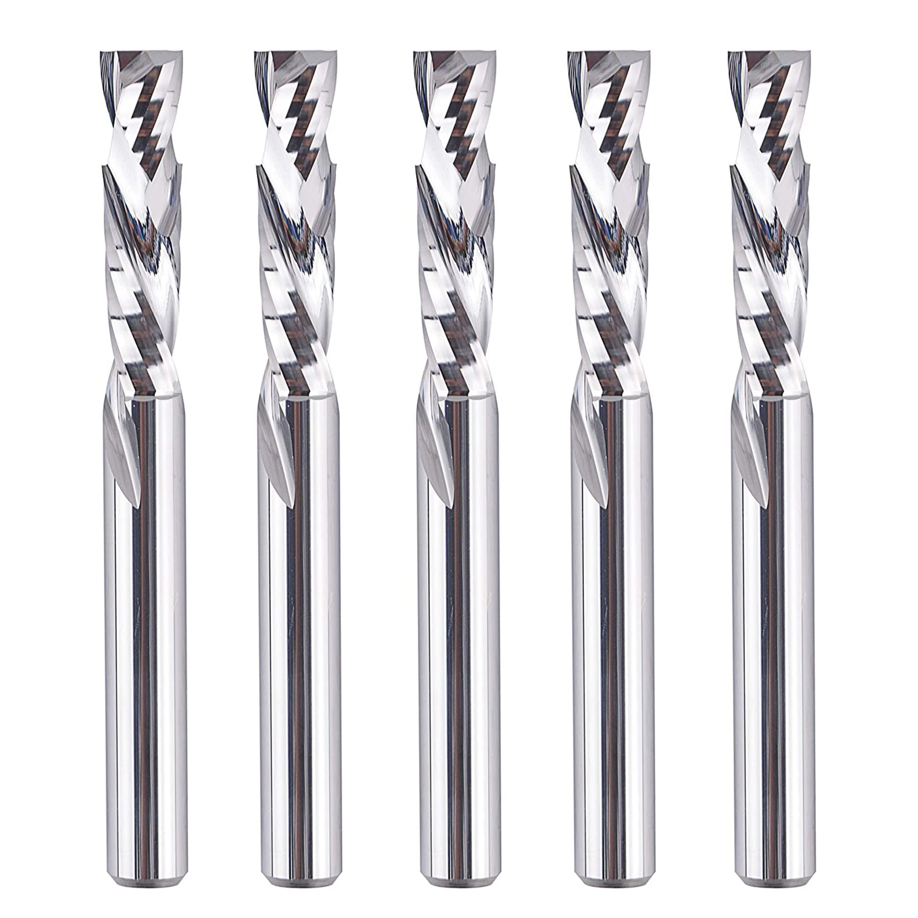 SpeTool 5PCS Compression Router Bits 1/4 inch Shank 1/4" Cutting Diameter ,Carbide UP Down CNC Router Bits Set Wood Router End Mills Carving Slotting Edge Cutting