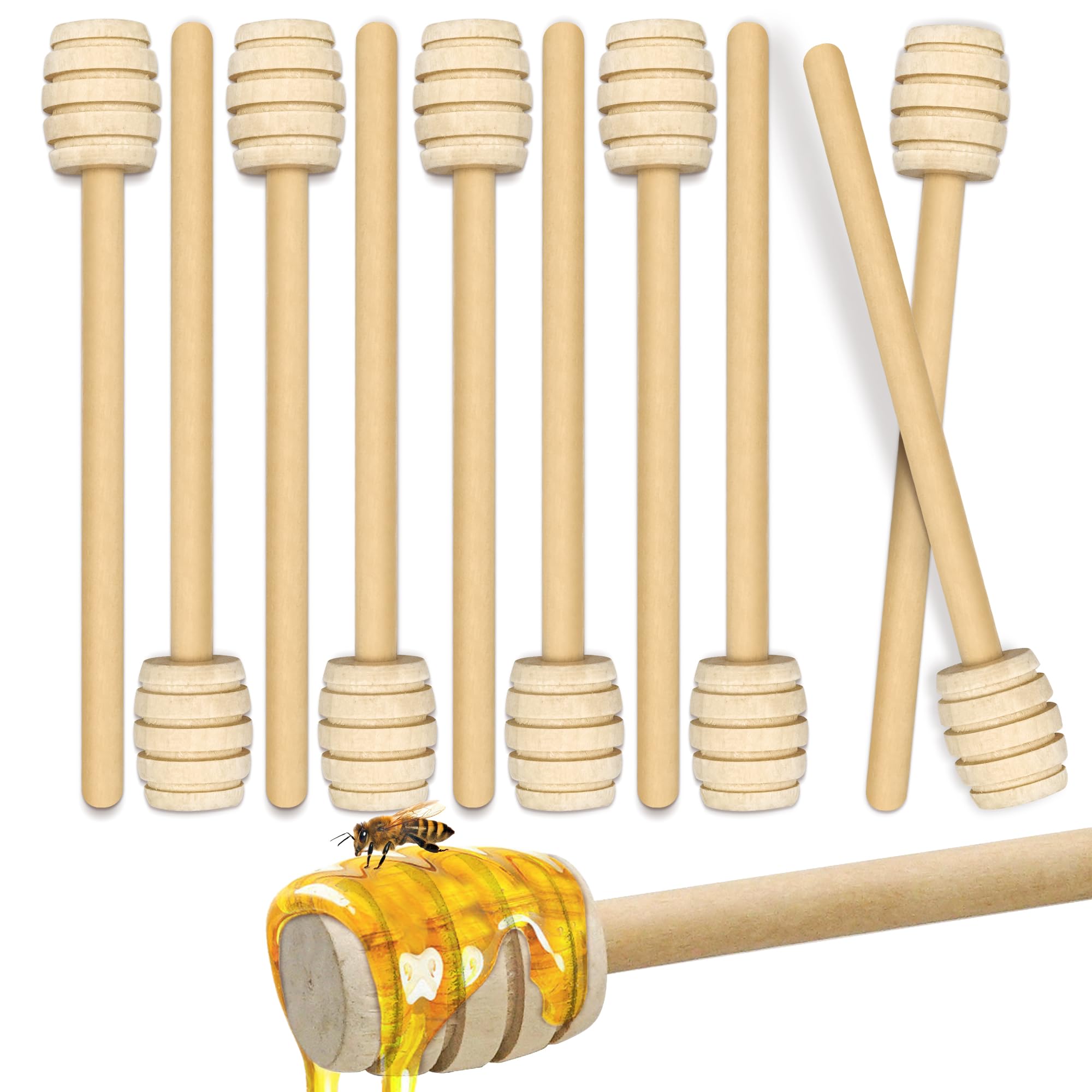 10 Pcs Honey Dipper Sticks - 6 Inch Wooden Honeycomb Sticks, Honey Stirrer Stick For Honey Jar Dispense Drizzle Honey and Wedding Party Favors Gift