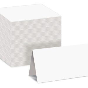 Better Office Products 100 Pack Blank White Place Cards, 2 x 3.5 in, Folded Table Tent Cards for Weddings, Dinner Parties, Buffet Banquets, (100 Count)