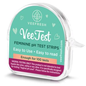 veefresh veetest vaginal ph test strips - 100-piece accurate and easy to use ph balance test strips for women, compact and discreet vaginal ph tester for feminine health monitoring