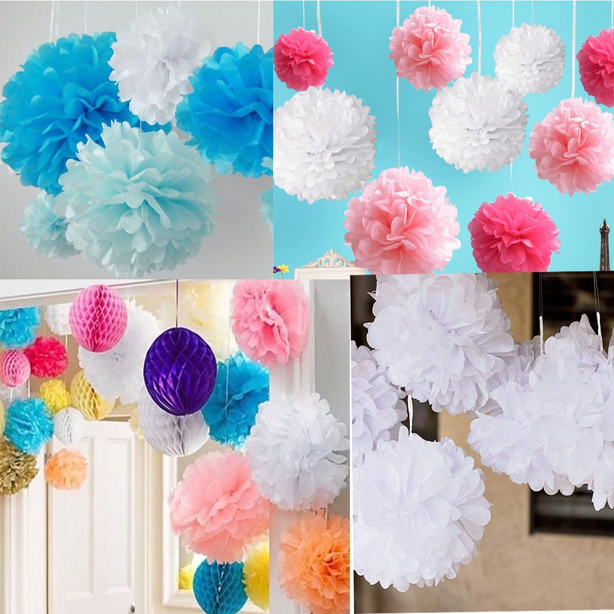 12pcs 10in 12in Burgundy Paper Pom Poms Tissue Paper Flower Hanging Paper Flower Balls Wedding Party Flower Decorations DIY Art Craft Blooms for Birthday Baby Shower Nursery Decor