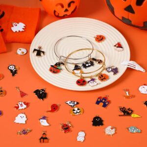 SANNIX 110Pcs Halloween Charms Gold Enamel Jewelry Making Charms for Halloween Bracelet Necklace Making and Decoration