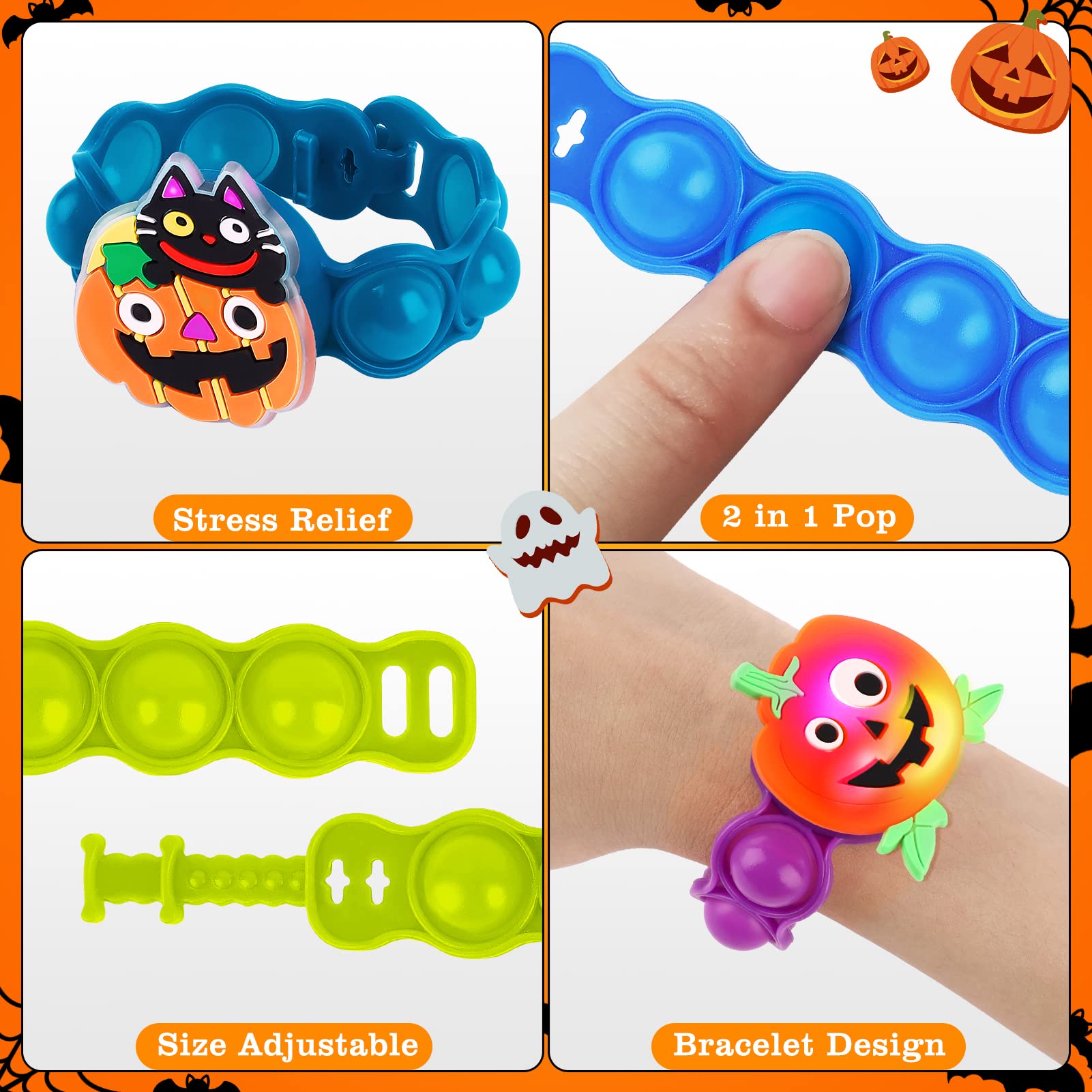 Halloween LED Light Up Bracelets for Kids 10 Pcs Halloween Party Favors Treats Prizes Halloween Toys Gifts for Goody Bag Stuffers Halloween Toys for Goody Bag Fillers Glow in The Dark Party Supplies