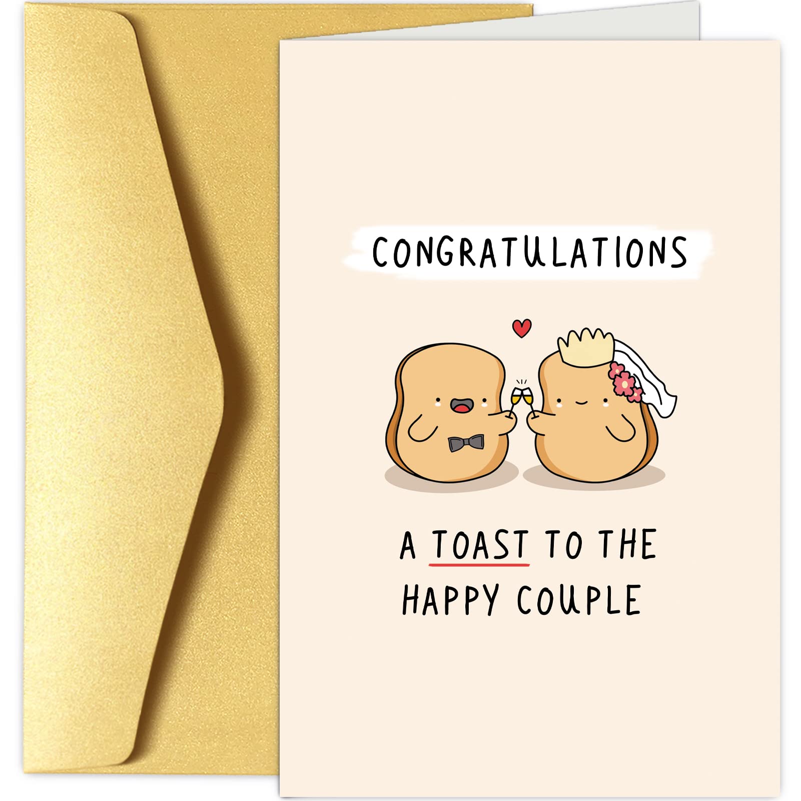 Funny Wedding Pun Card, Cute Congrats Engagement Card for Couple, Bridal Shower Card, Bachelor Party, A Toast To The Happy Couple