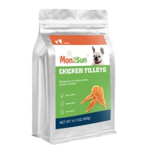 MON2SUN Chicken Jerky for Dogs Made with Real Chicken Breast Dog Snacks, High Protein & Grain Free Training Treats for Small Medium and Large Dogs (Chicken, 14.11 Ounce -Pack of 1)