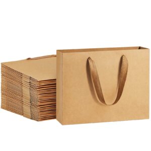 bagdream 8.6x4x7 25pack brown kraft paper bags with handles, heavy duty paperparty favor gift bags retail merchandise bags soft cloth handle sturdy paper bags