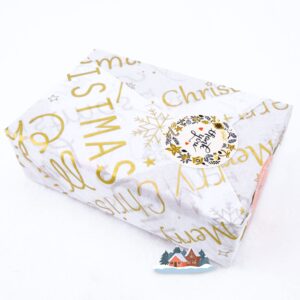 MR FIVE 60 Sheets White with Gold Merry Christmas Tissue Paper Bulk,20" x 14",Gold Christmas Tissue Paper for Gift Bags,Merry Christmas Tissue Paper