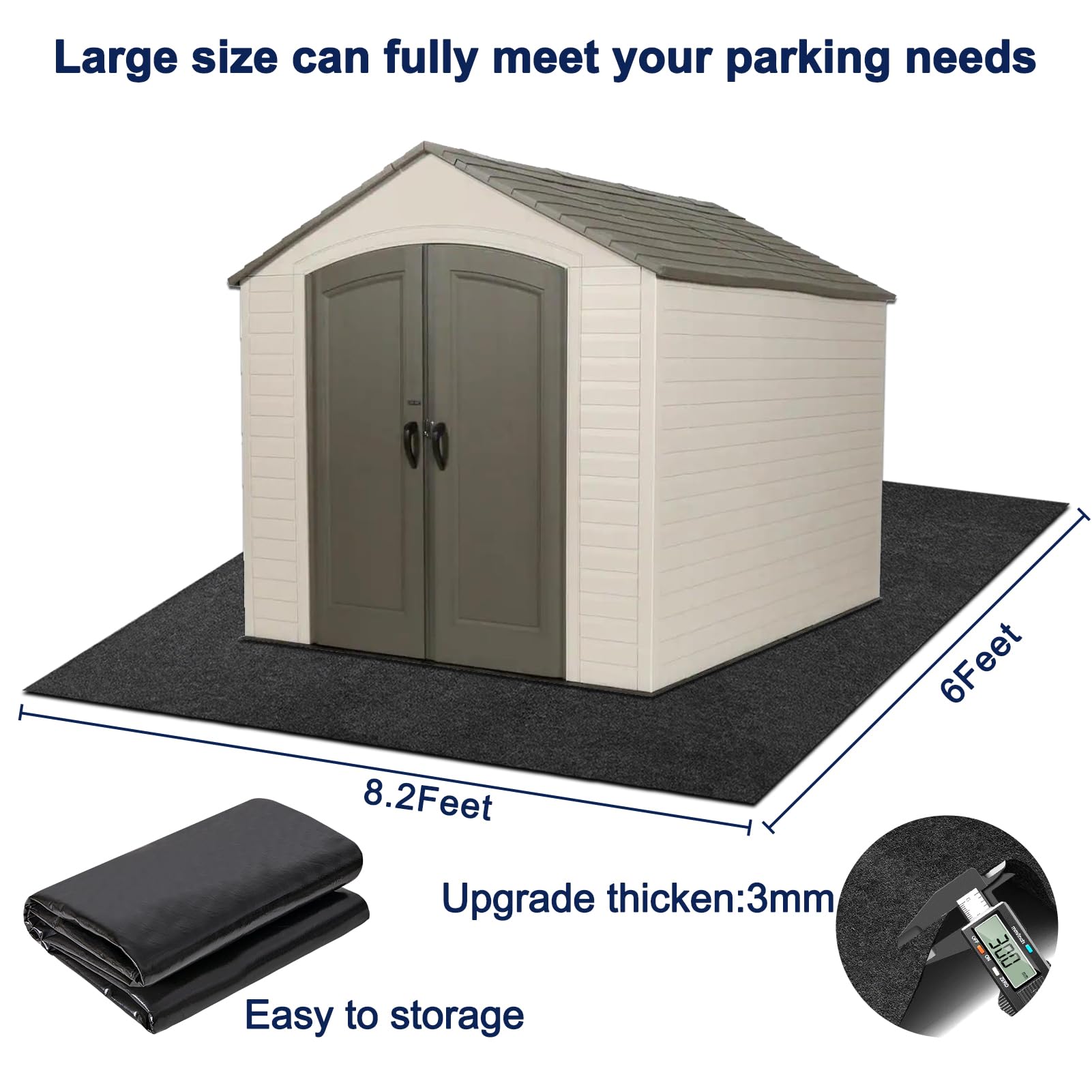 ZOMOFEW Storage Shed Floor Mat - Thickened Soft Material, Non-Slip Backing, Washable - Outdoor Storage Shed Floo Mat - Reusable, Durable (8.2' x 6')