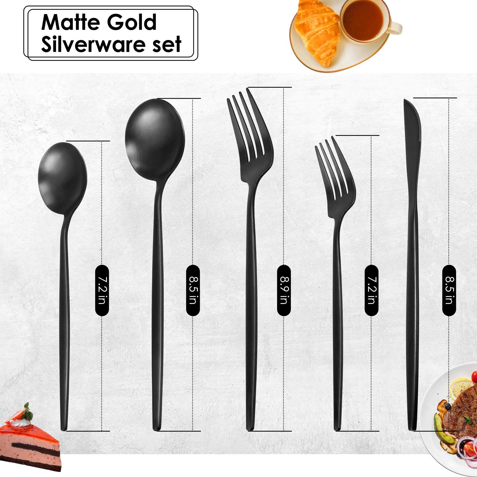 Bitadze Matte Silverware Set, 20-Piece Satin Finish Stainless Steel Modern Flatware Set Service for 4,Tableware Cutlery Set for Home and Restaurant,Wedding Gift Dishwasher Safe