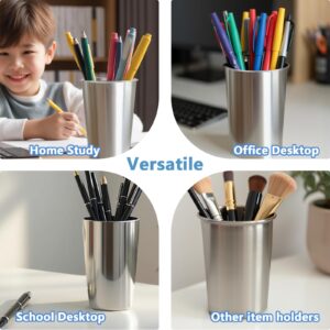 AVMDOM Wall Mount Pen Holders 3 Pcs, Acrylic Rack with Detachable Stainless Steel Cup for Desktop Wall Pencil Organizer, Wall Mount Holders for Home Office Pens Markers Makeup Dryer Storage