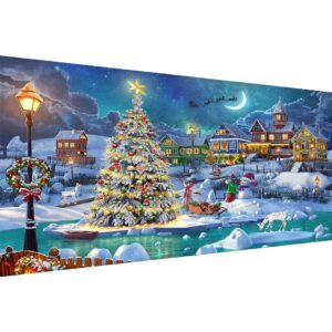 gesoon christmas night , diy 5d diamond painting kits for adults full drill, christmas tree with moon well decor 28x16 inch