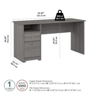 Bush Furniture Cabot 60W Computer Desk with Drawers in Modern Gray, Workstation and File Storage, Desktop with Organization Solutions for Home Office