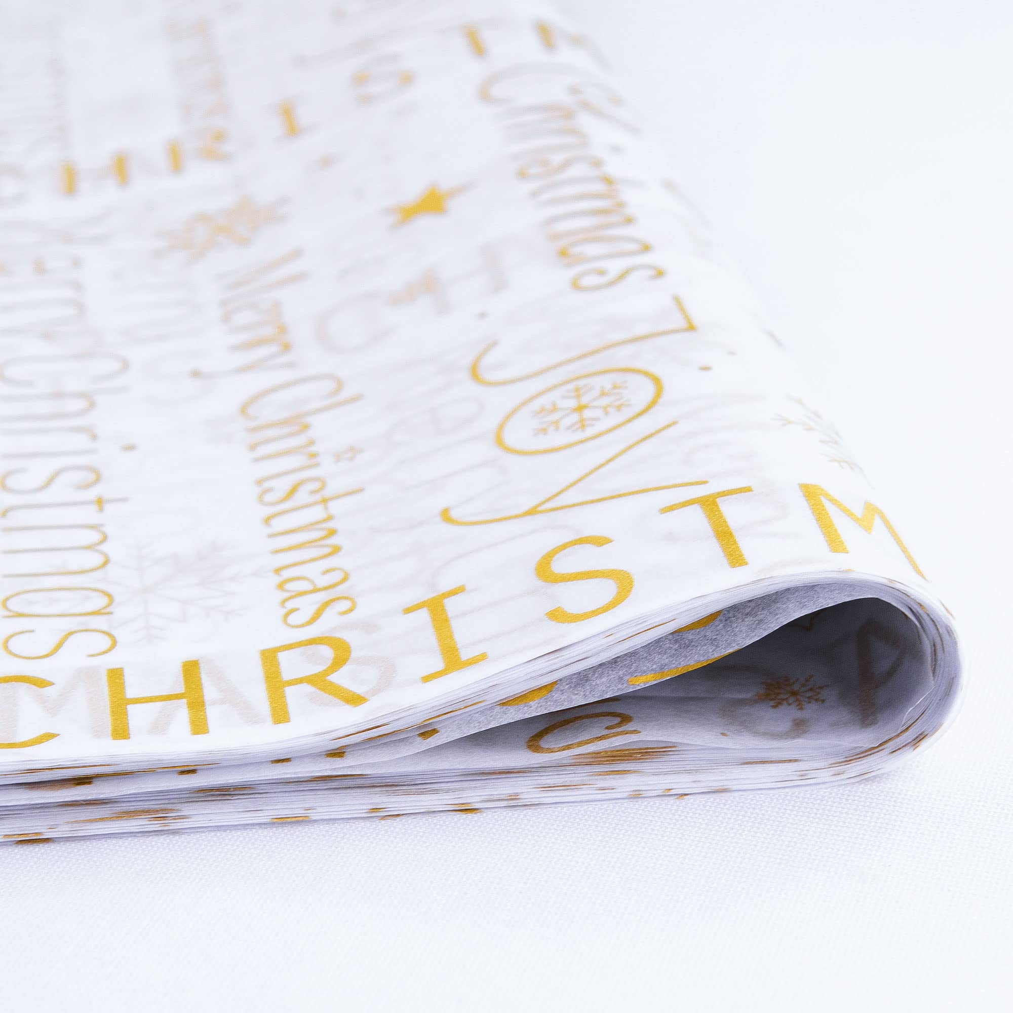 MR FIVE 60 Sheets White with Gold Merry Christmas Tissue Paper Bulk,20" x 14",Gold Christmas Tissue Paper for Gift Bags,Merry Christmas Tissue Paper