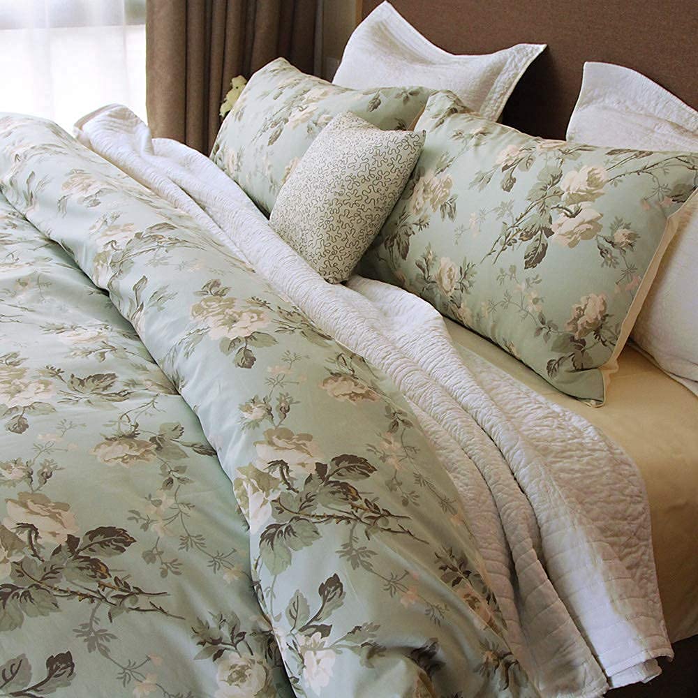 Brandream 5PCS King Size Duvet Cover Set French Country Garden Toile Floral Branches Design