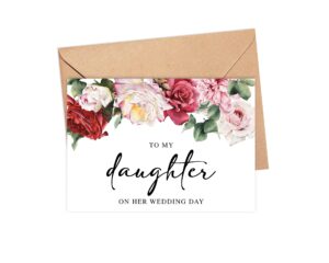 arezzaa to my daughter on her wedding day card - mother of the bride card with metallic envelope - daughter gift - wedding day card for daughter, 5 x 7 inches