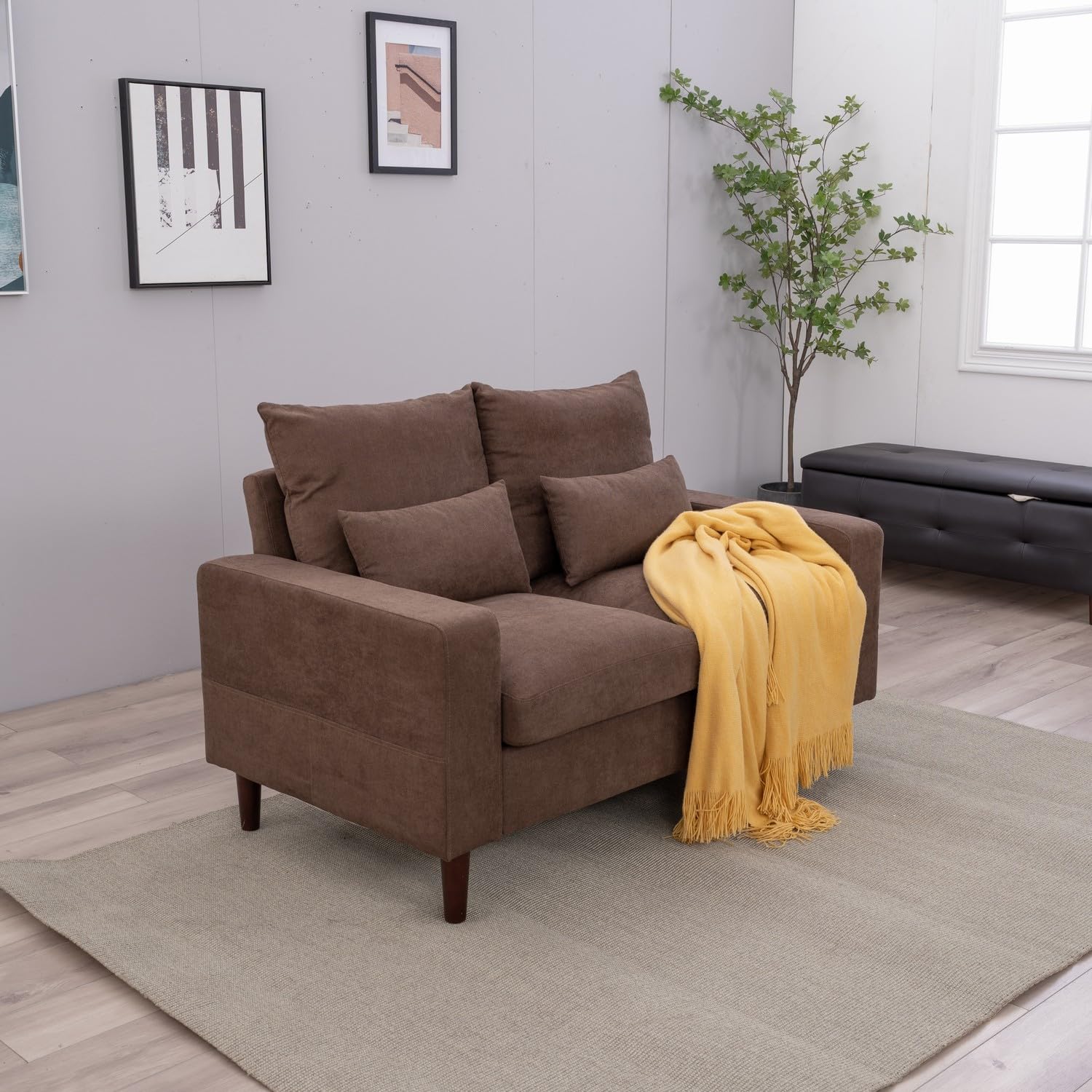 Panana Sofa Set for Living Room (Brown, Love Seat)