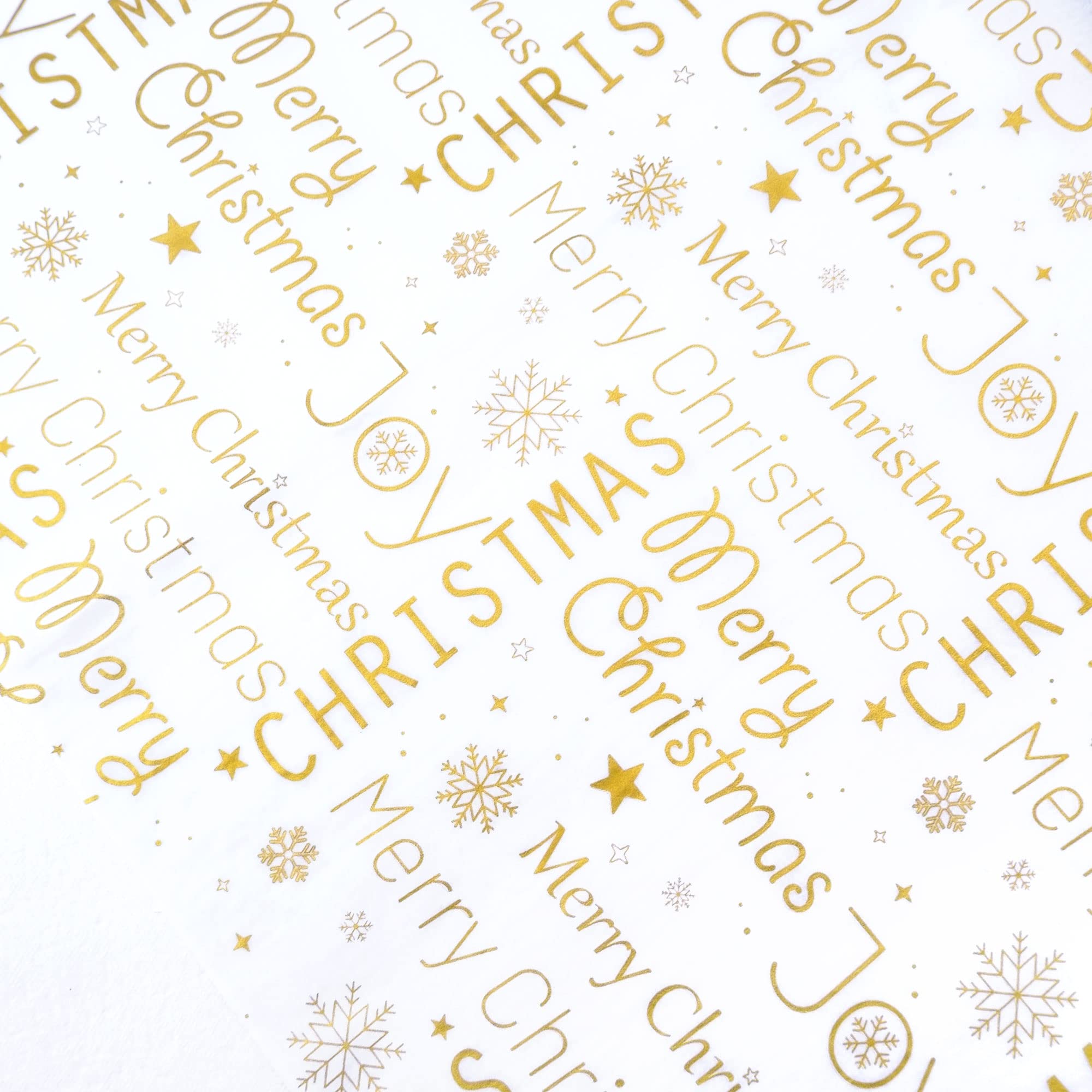 MR FIVE 60 Sheets White with Gold Merry Christmas Tissue Paper Bulk,20" x 14",Gold Christmas Tissue Paper for Gift Bags,Merry Christmas Tissue Paper